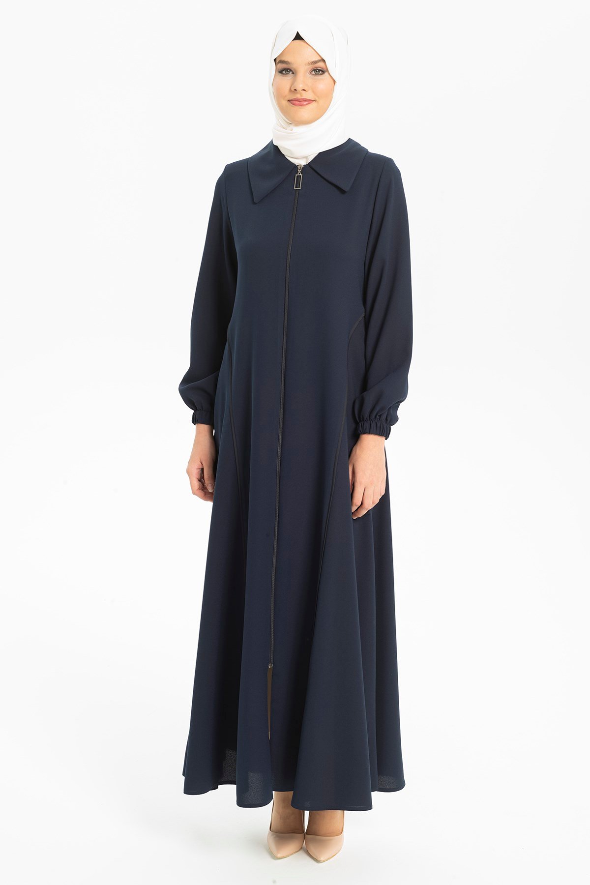 Beyza-Gömlek Yakalı Lacivert Ferace 3491