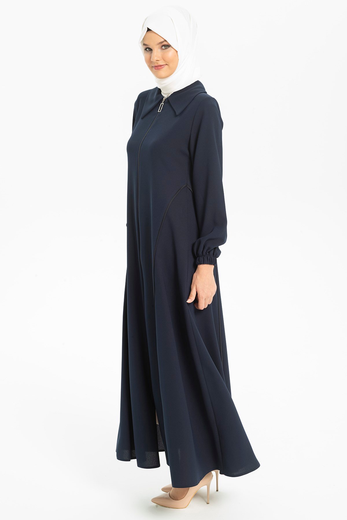 Beyza-Gömlek Yakalı Lacivert Ferace 3491