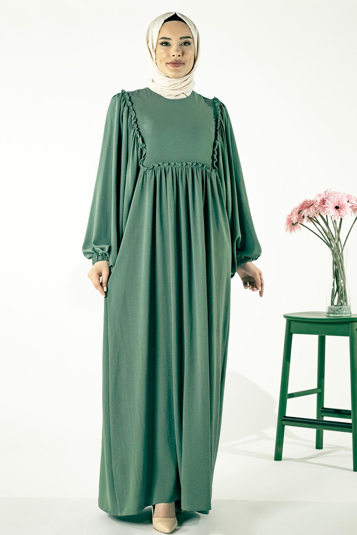 Beyza-GÜL ELBİSE MİNT AEROBİN