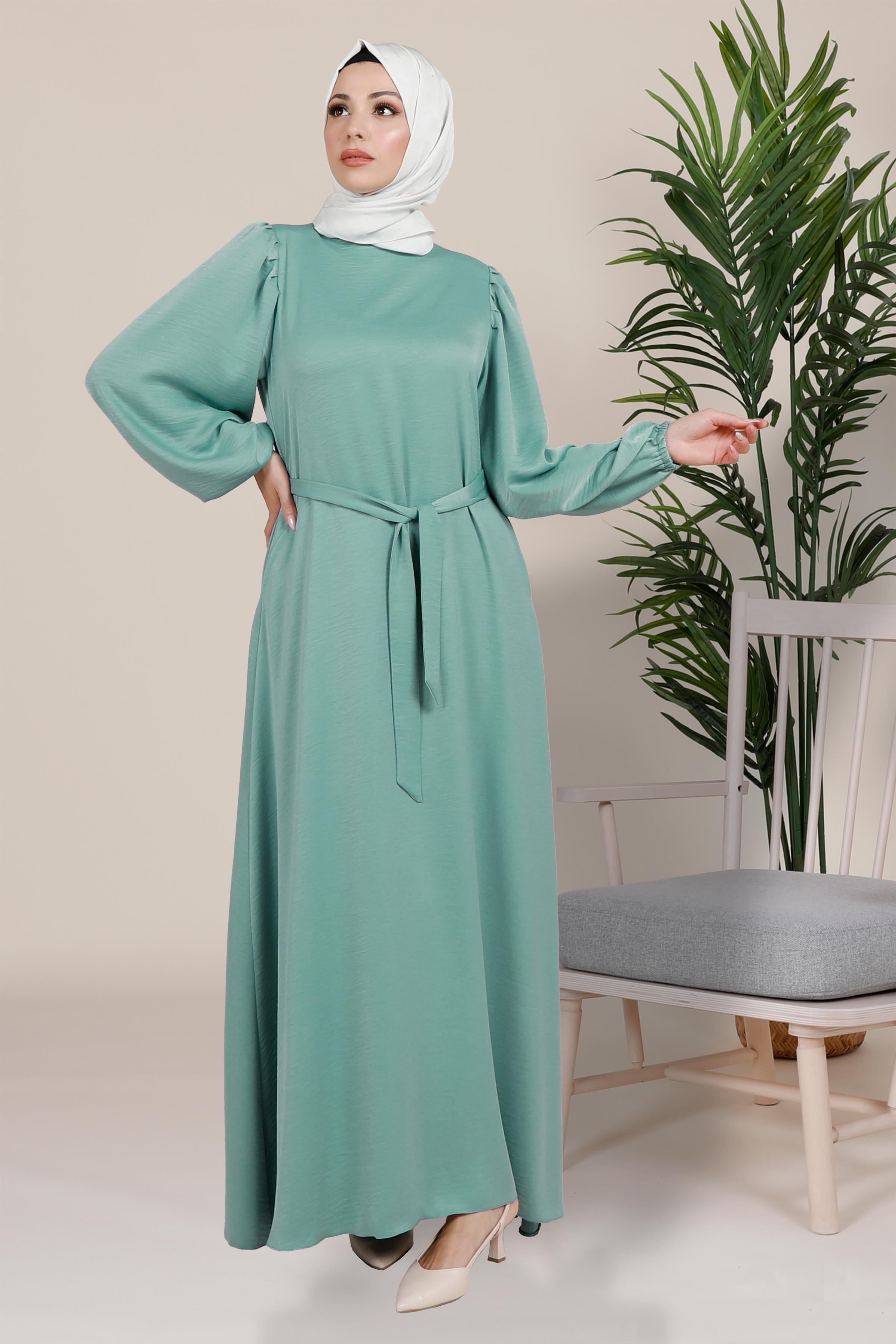 Beyza-HARE ELBİSE TURKUAZ