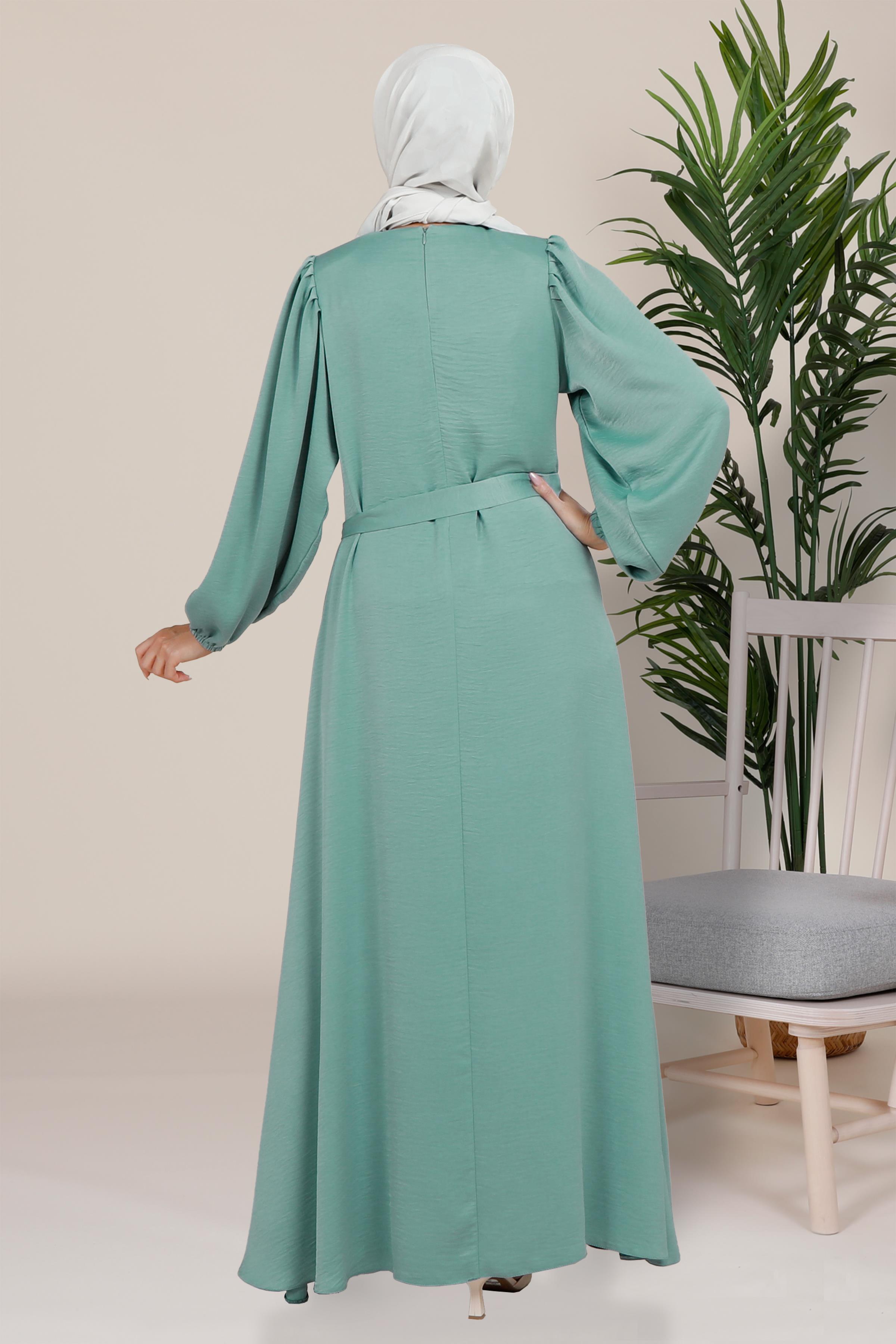 Beyza-HARE ELBİSE TURKUAZ