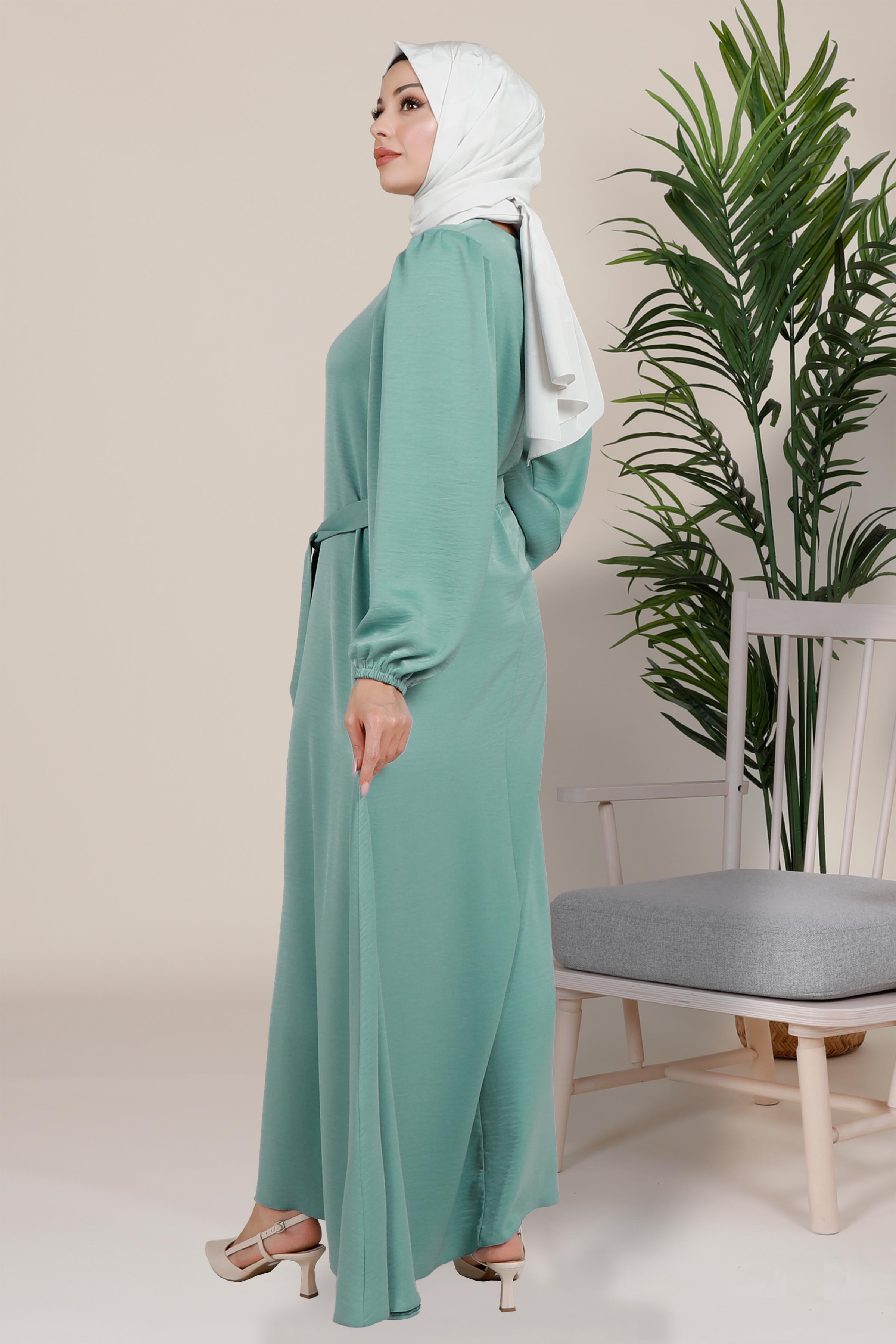 Beyza-HARE ELBİSE TURKUAZ