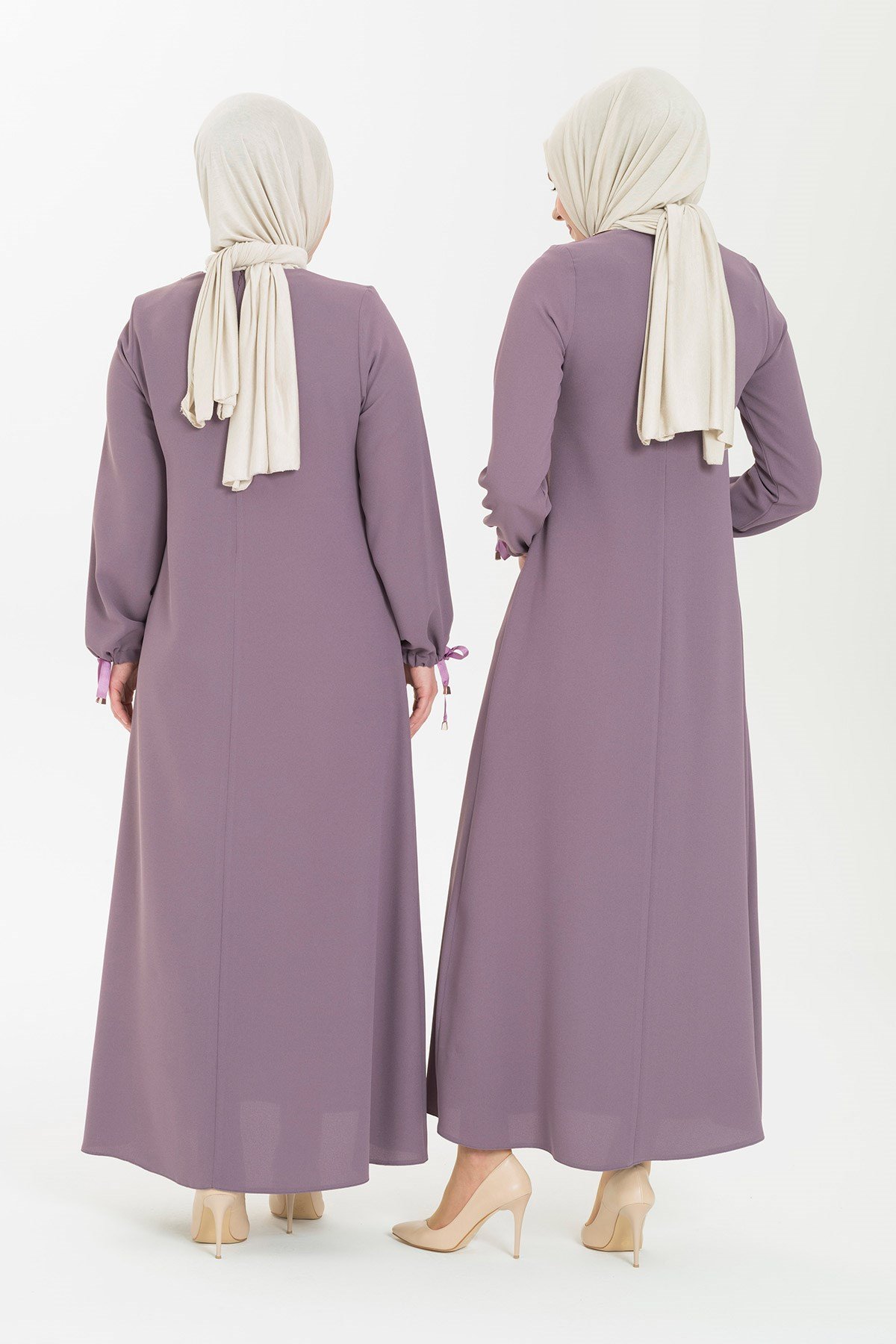 Beyza-ASUDE ELBİSE LİLA KUM KREP