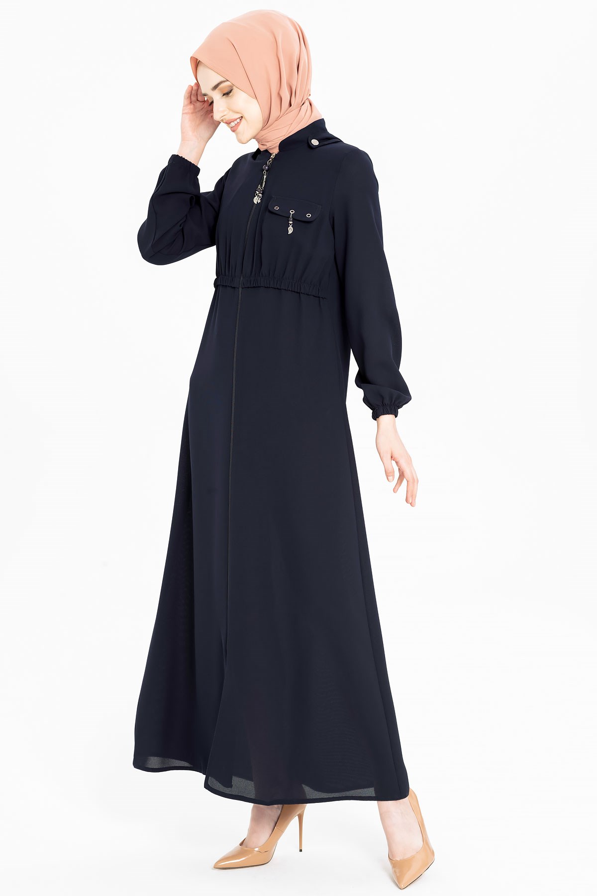 Beyza-Kapşonlu Spor Lacivert Ferace 3246