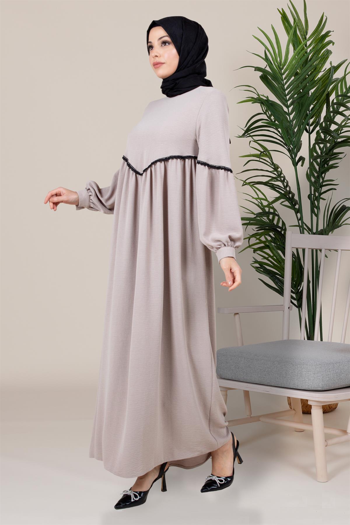 Beyza-KUĞU ELBİSE BEJ