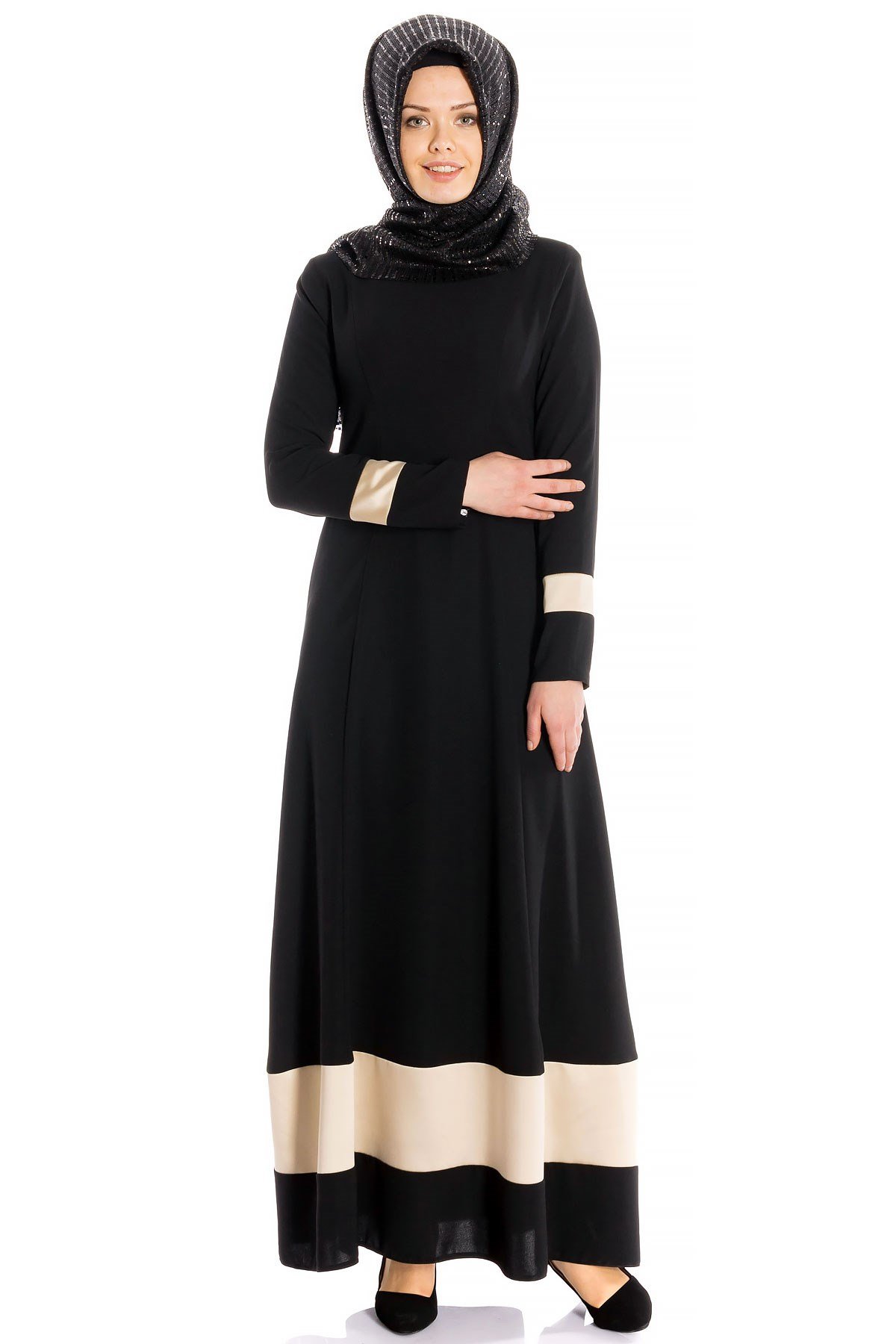 Beyza-Прямое Скромное Черное Платье