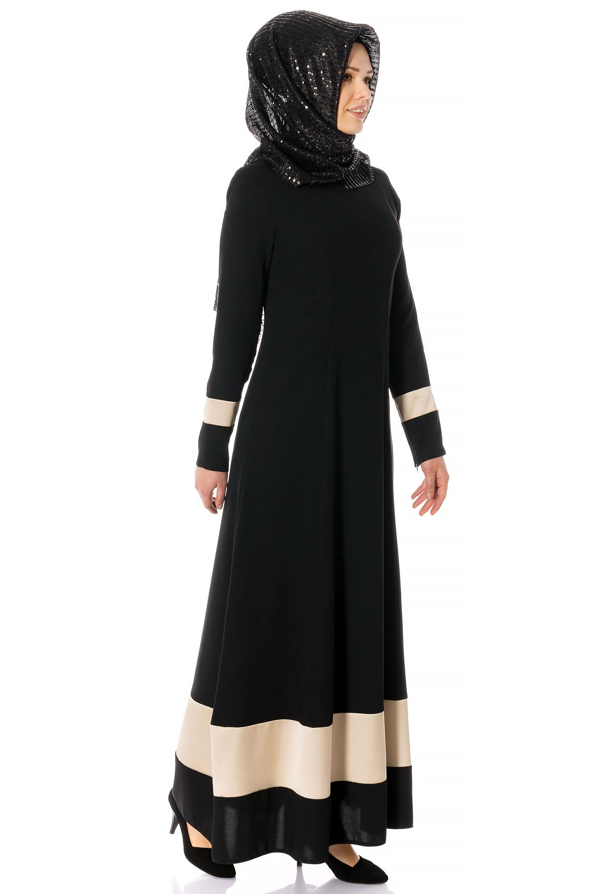 Beyza-Прямое Скромное Черное Платье