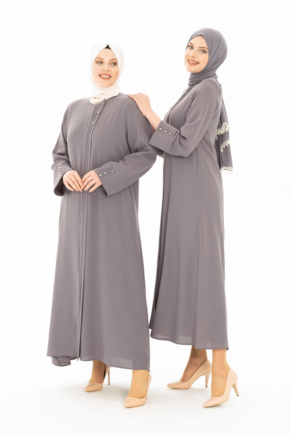 Beyza-YADİGAR FERACE GRİ KUM KREP