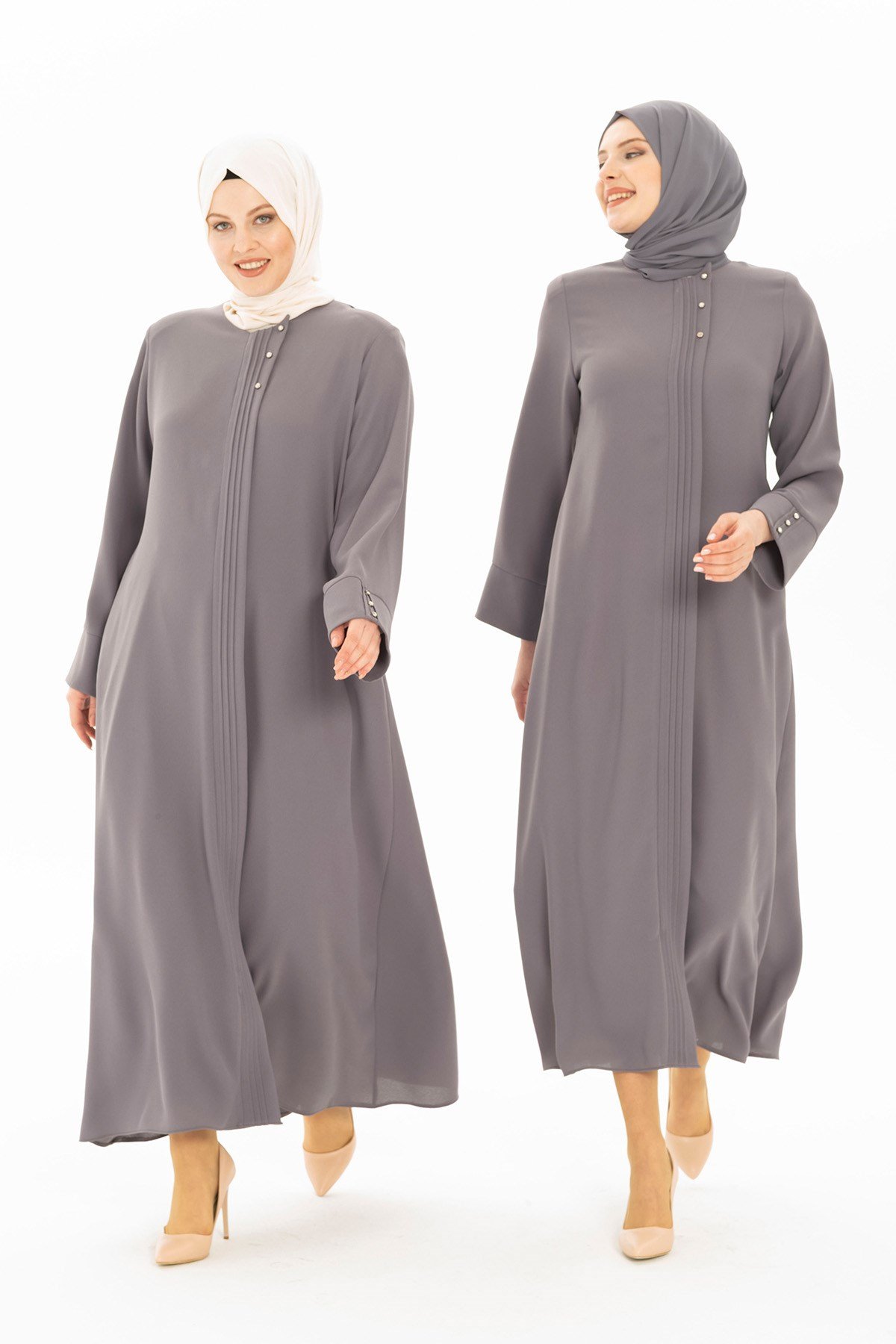 Beyza-YADİGAR FERACE GRİ KUM KREP