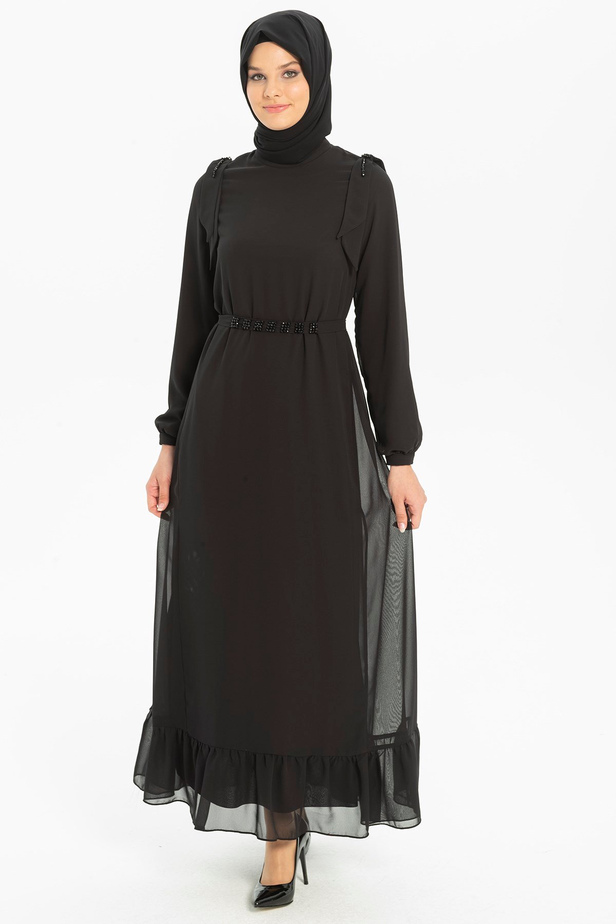 Beyza-NOVA ELBİSE SİYAH ŞİFON