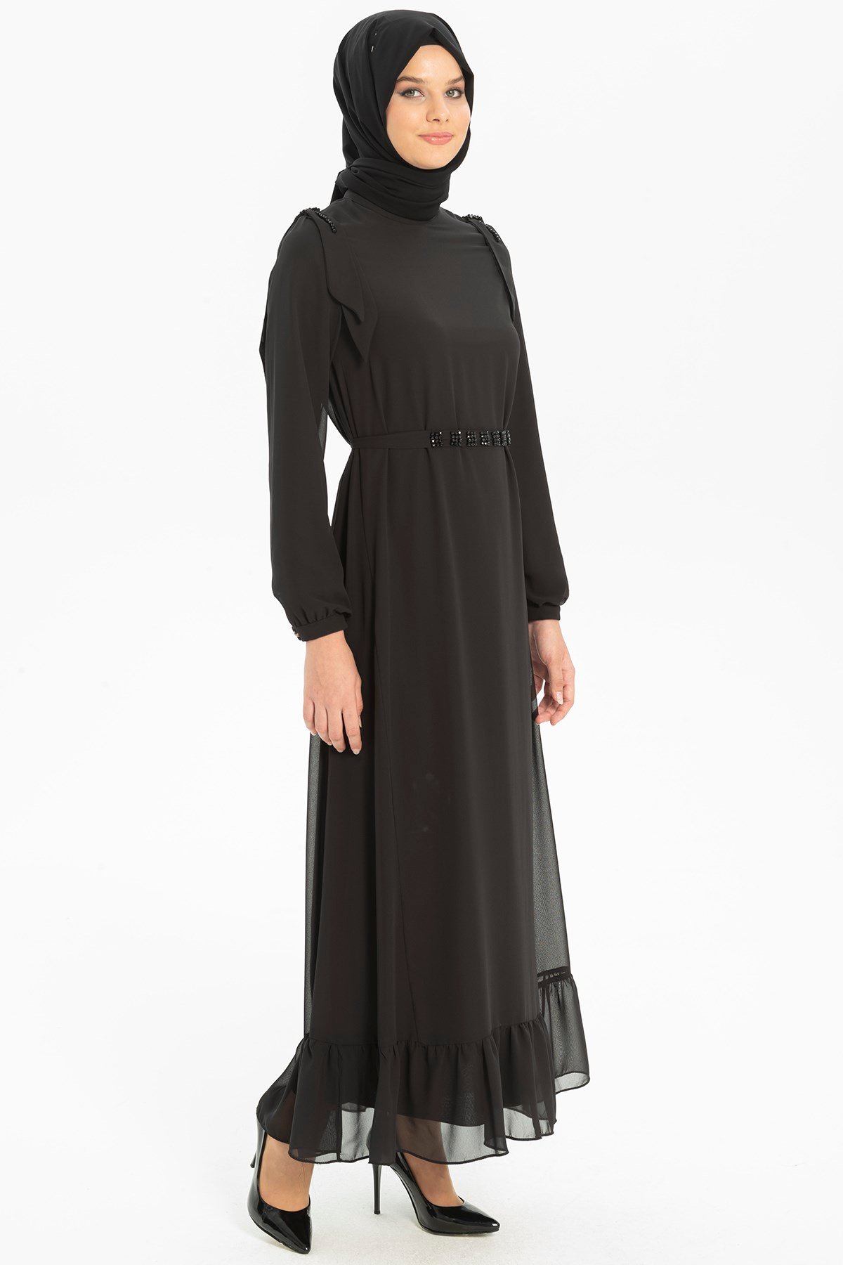 Beyza-NOVA ELBİSE SİYAH ŞİFON