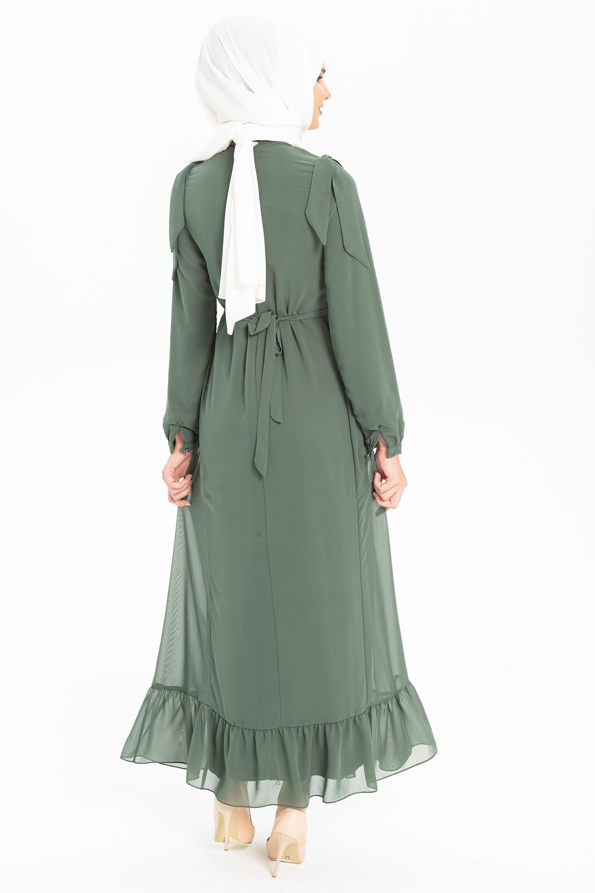 Beyza-NOVA ELBİSE YEŞİL ŞİFON