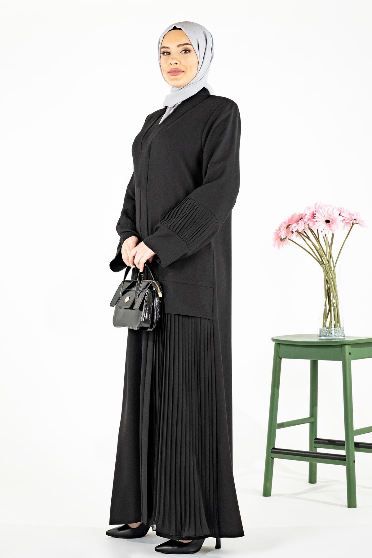 Beyza-DADAY ABAYA SİYAH KUM KREP