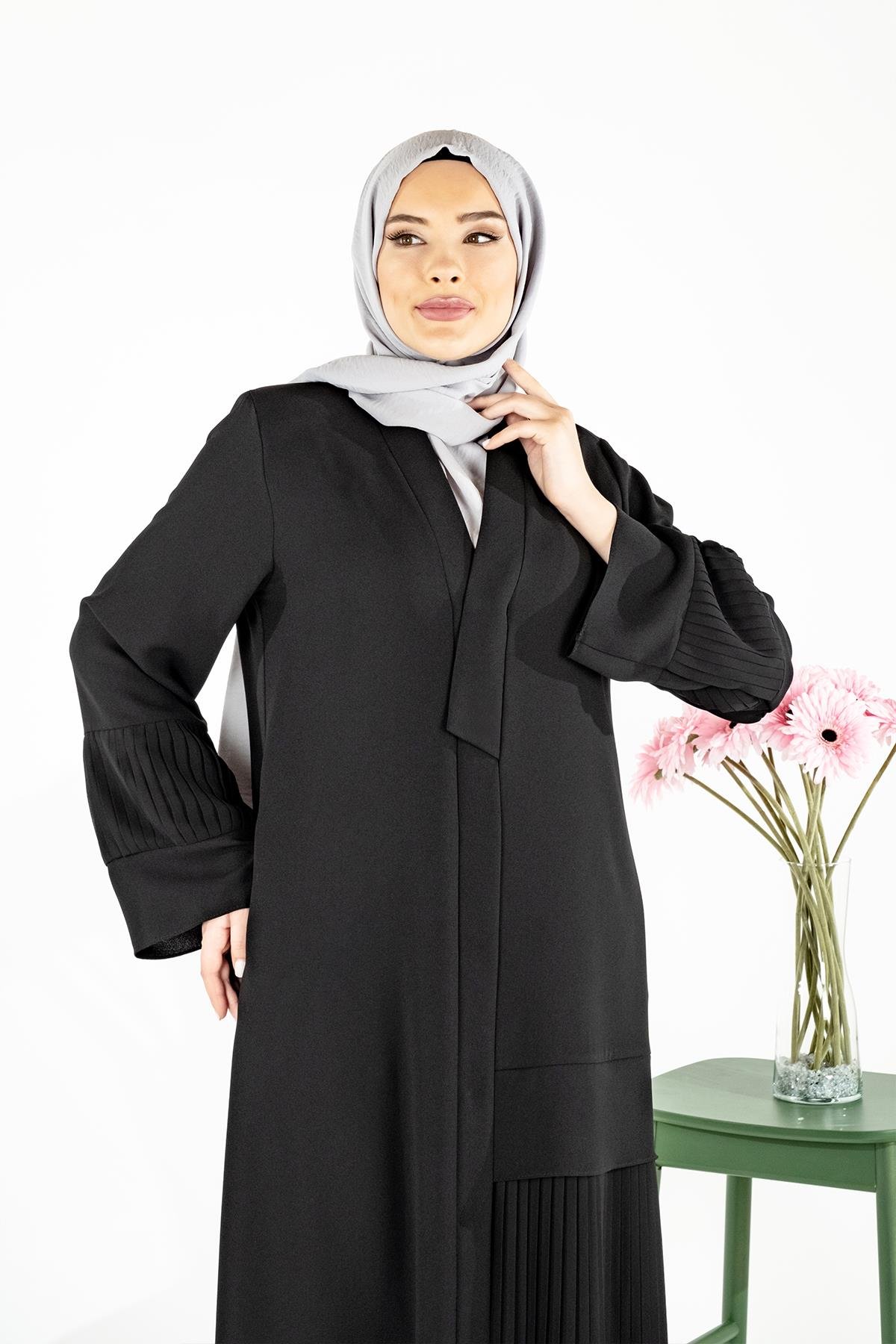 Beyza-DADAY ABAYA SİYAH KUM KREP