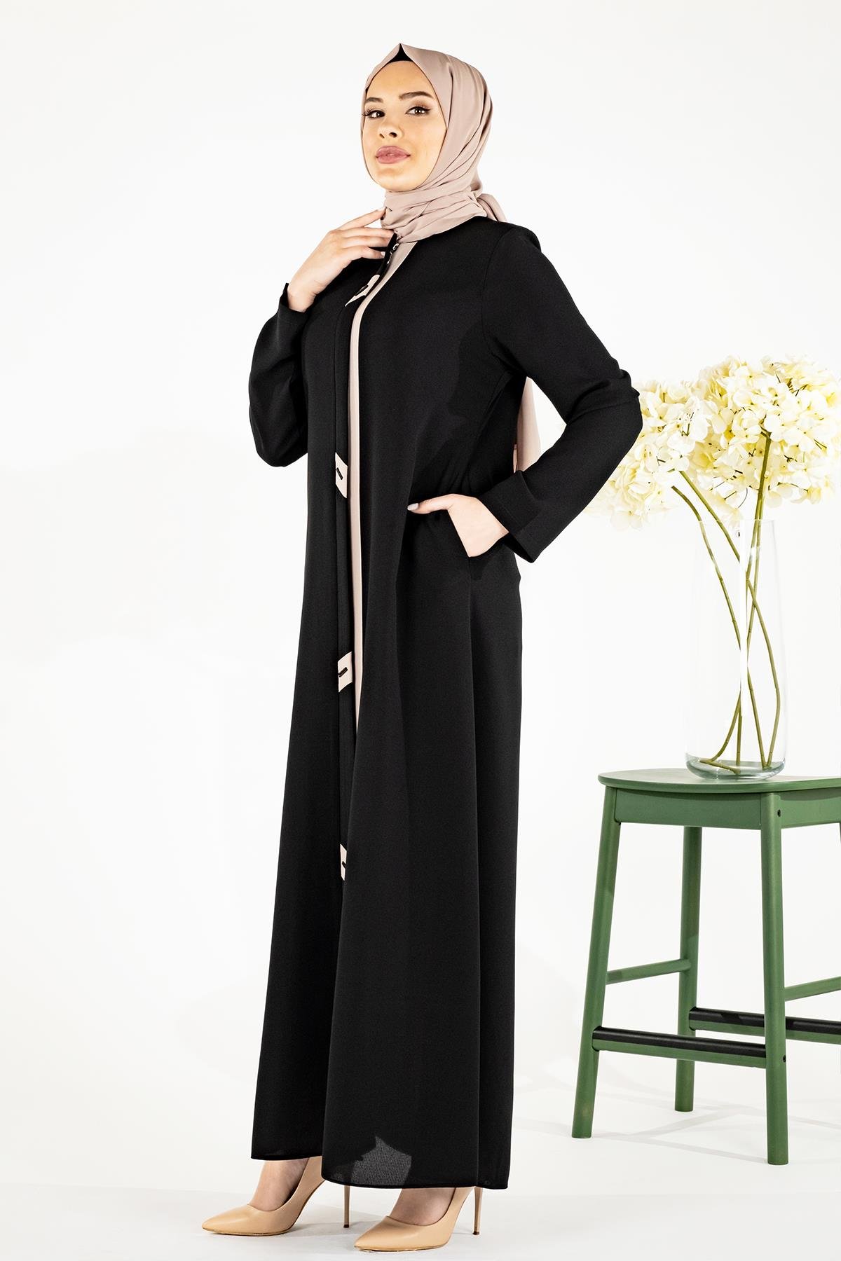 Beyza-DENİZ FERACE SİYAH PETEK