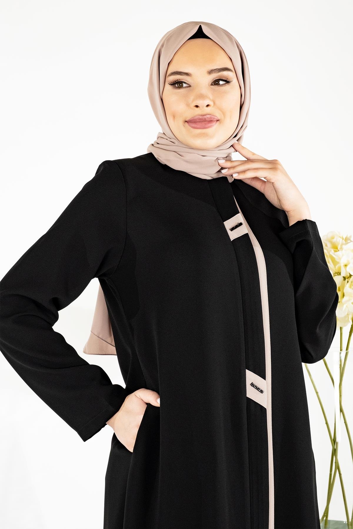 Beyza-DENİZ FERACE SİYAH PETEK