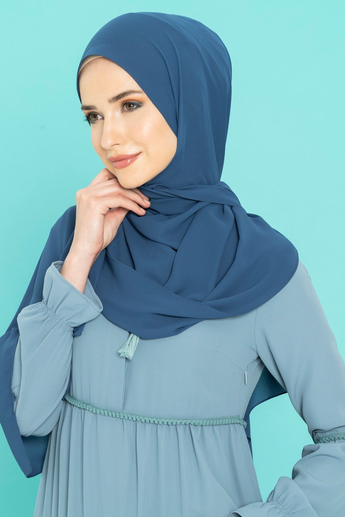 Beyza-BEYZA ŞAL QUEEN İPEK GECE MAVİSİ