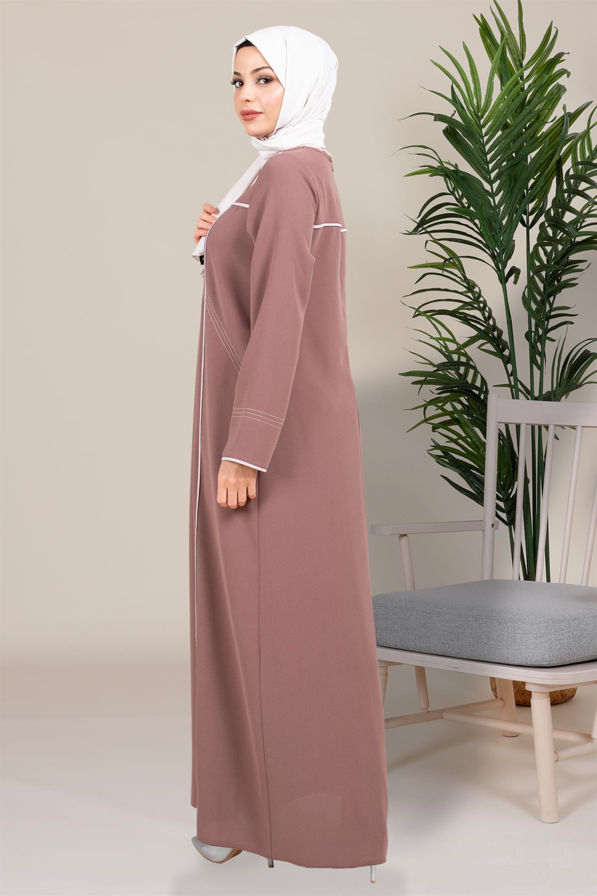 Beyza-SEDEN ELBİSE KAHVE KUM KREP