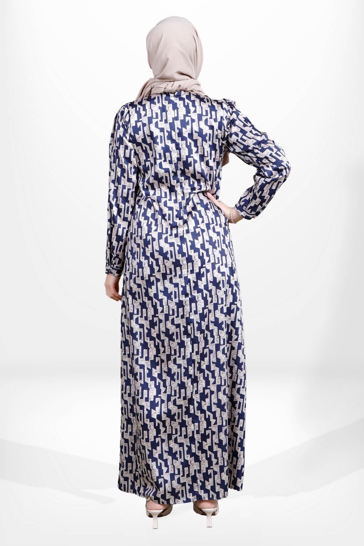 SheFA-5626 ELBİSE KARELİ LACİVERT