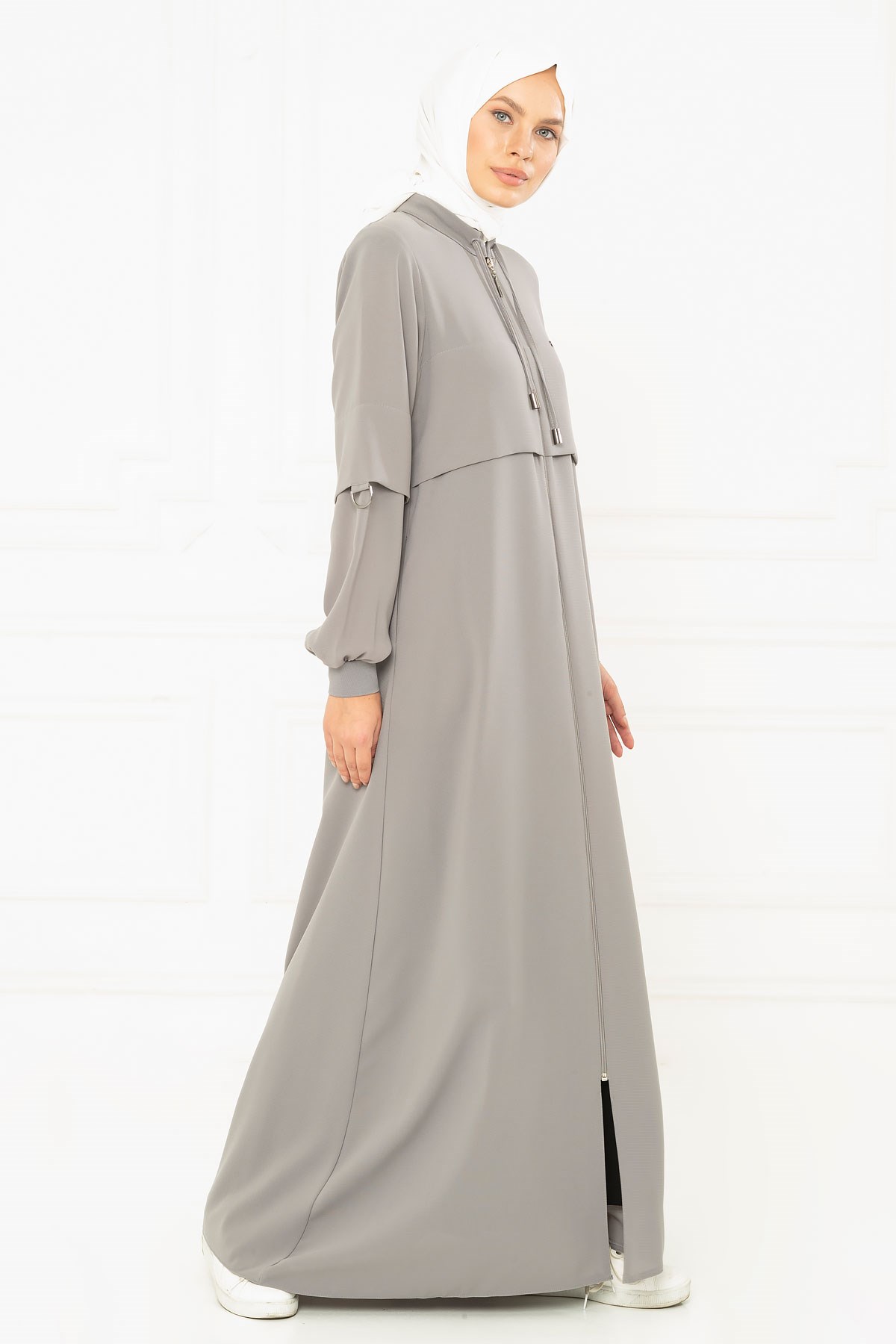 Beyza-عباءة رياضية باللون الرمادي 3M3163