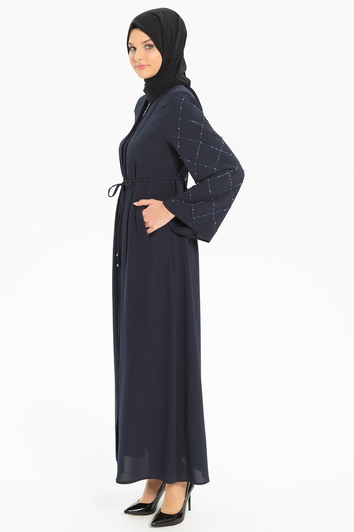 Beyza-KONYA TAŞLI FERACE LACİVERT PETEK