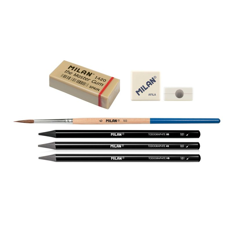  MILAN 07168103C GRAPHITE HB,4B,8B SUDA ÇÖZÜNÜR KURŞUN KALEM 3LÜ (KALEMTRAŞ+FIRÇA+SİLGİ SET) Satın Al