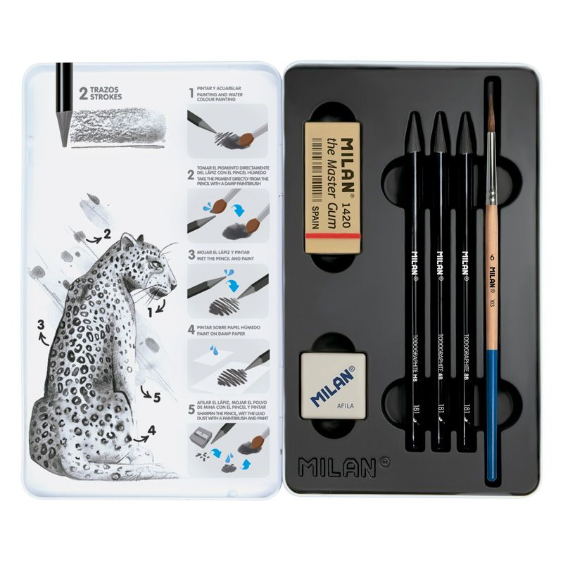  MILAN 07168103C GRAPHITE HB,4B,8B SUDA ÇÖZÜNÜR KURŞUN KALEM 3LÜ (KALEMTRAŞ+FIRÇA+SİLGİ SET) Satın Al