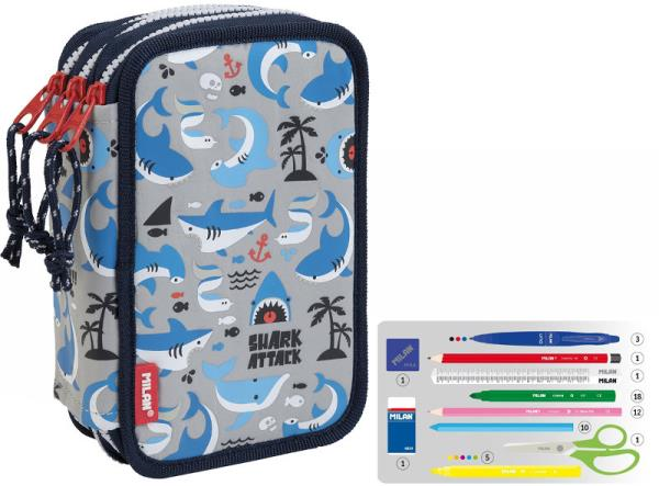  MILAN 081364SRT SHARK ATTACK 3 KATLI SET KALEM ÇANTASI Satın Al