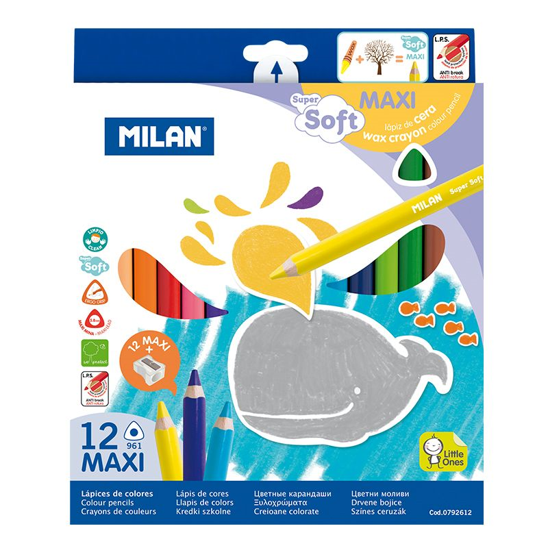  MILAN 792612 MAXI SUPER SOFT ÜÇGEN KURU BOYA - 12'Lİ Satın Al