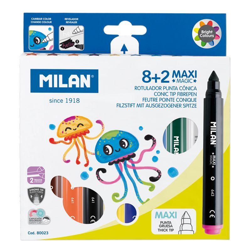  MILAN 80023 MAXI JUMBO SİHİRLİ KEÇELİ KALEM - 10 LU Satın Al