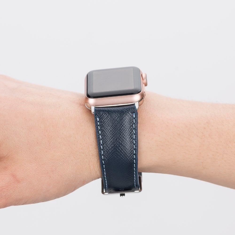 Akıllı Saatler Apple Watch Uyumlu Deri Kordon 42-44-45mm G3 Lacivert Satın Al