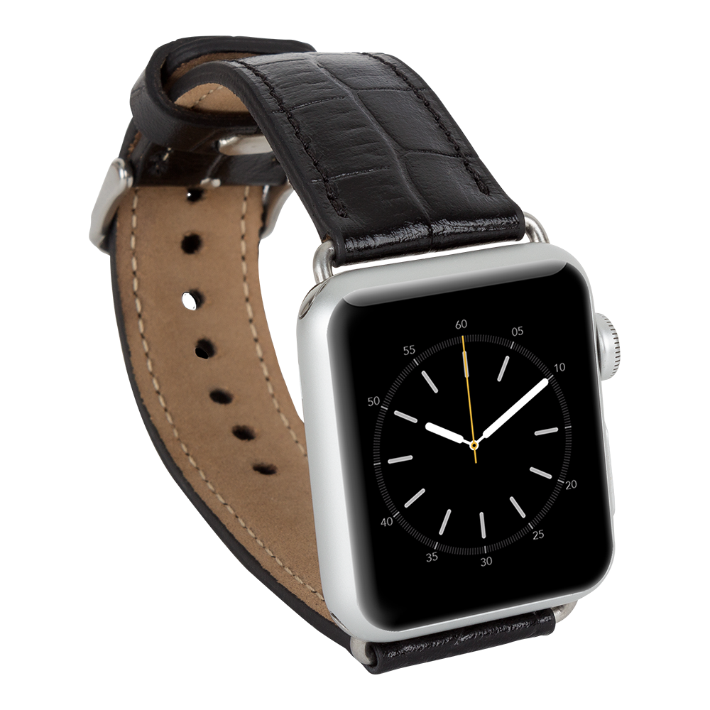 Akıllı Saatler Apple Watch Uyumlu Deri Kordon 42-44-45mm Kroko Siyah Satın Al