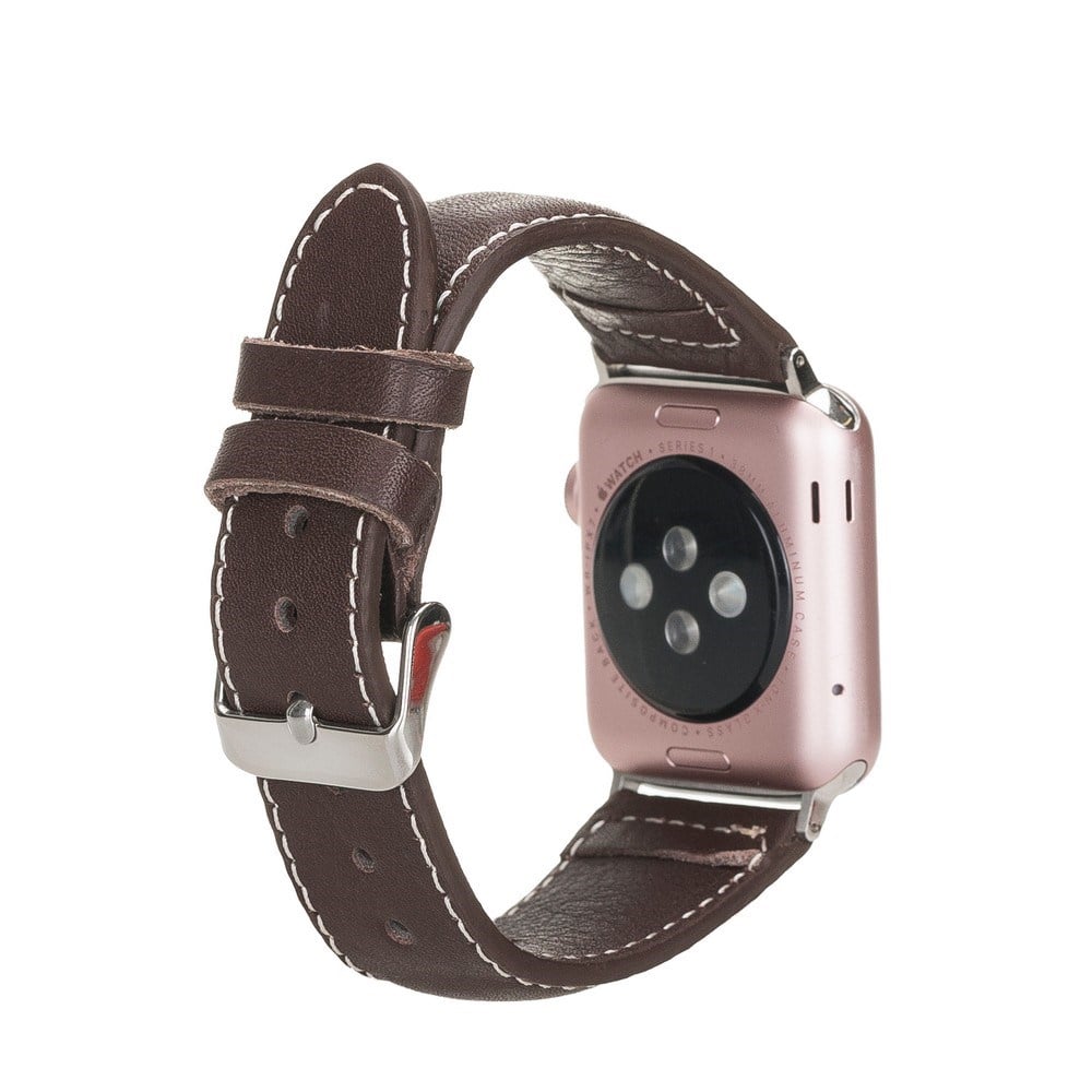Akıllı Saatler Apple Watch Uyumlu Deri Kordon 42-44-45mm NM4-AS4 Kahve Satın Al