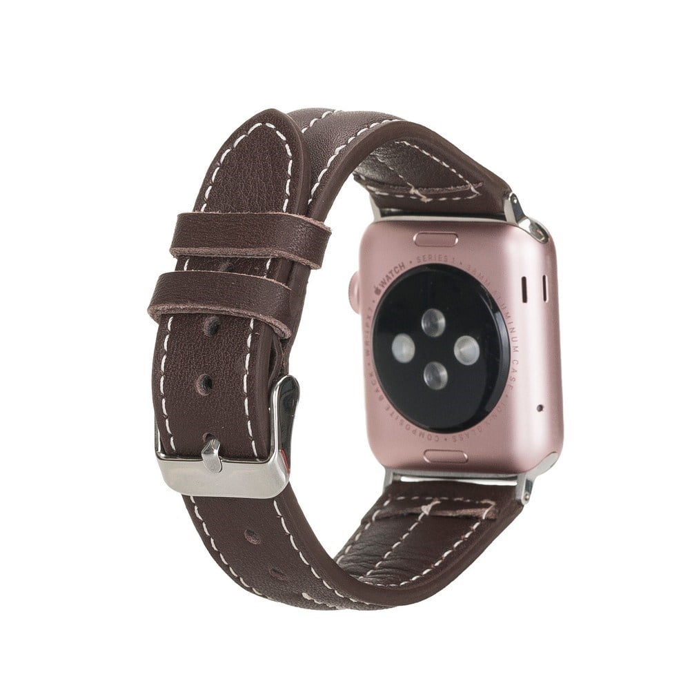 Akıllı Saatler Apple Watch Uyumlu Deri Kordon 42-44-45mm NM3-AS3 Kahve Satın Al