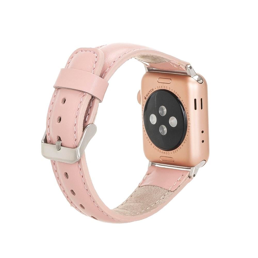 Akıllı Saatler Apple Watch Uyumlu Deri Kordon 42-44-45mm NU2 Pembe Satın Al