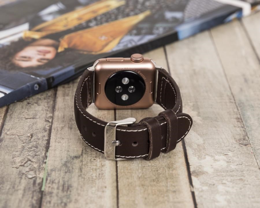 Akıllı Saatler Apple Watch Uyumlu Deri Kordon 42-44-45mm NM4-AS3 Kahve Satın Al