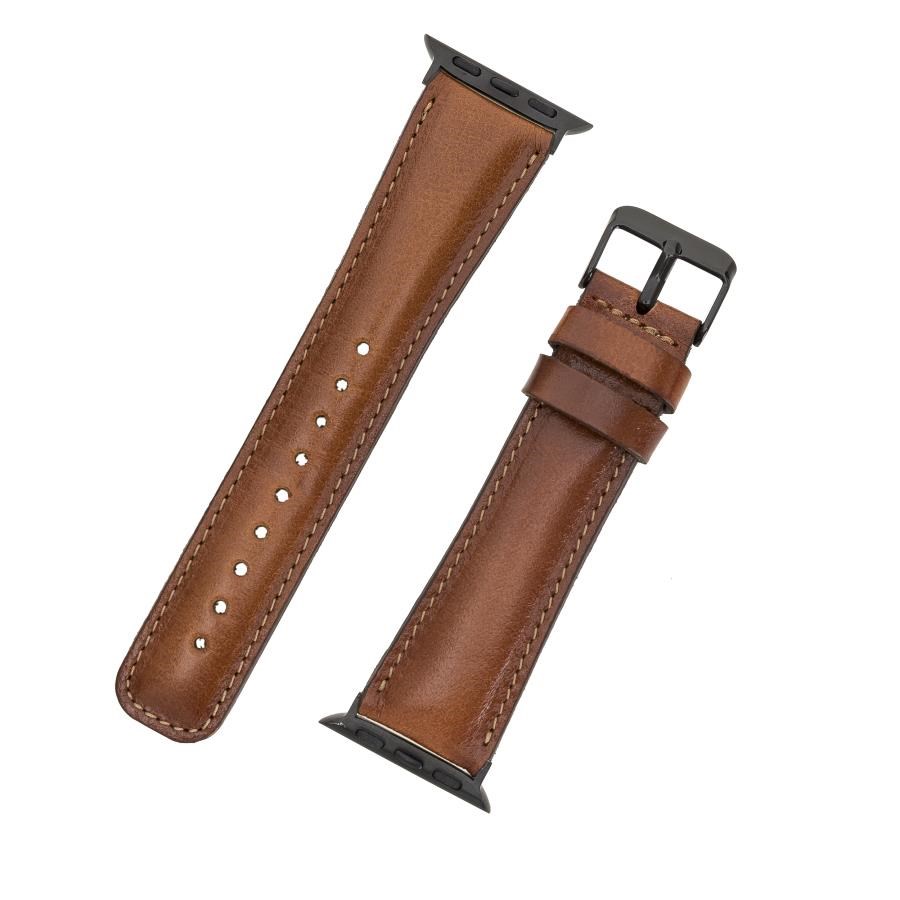 Akıllı Saatler Apple Watch Uyumlu Deri Kordon 38-40-41mm RTST2EF Taba Satın Al