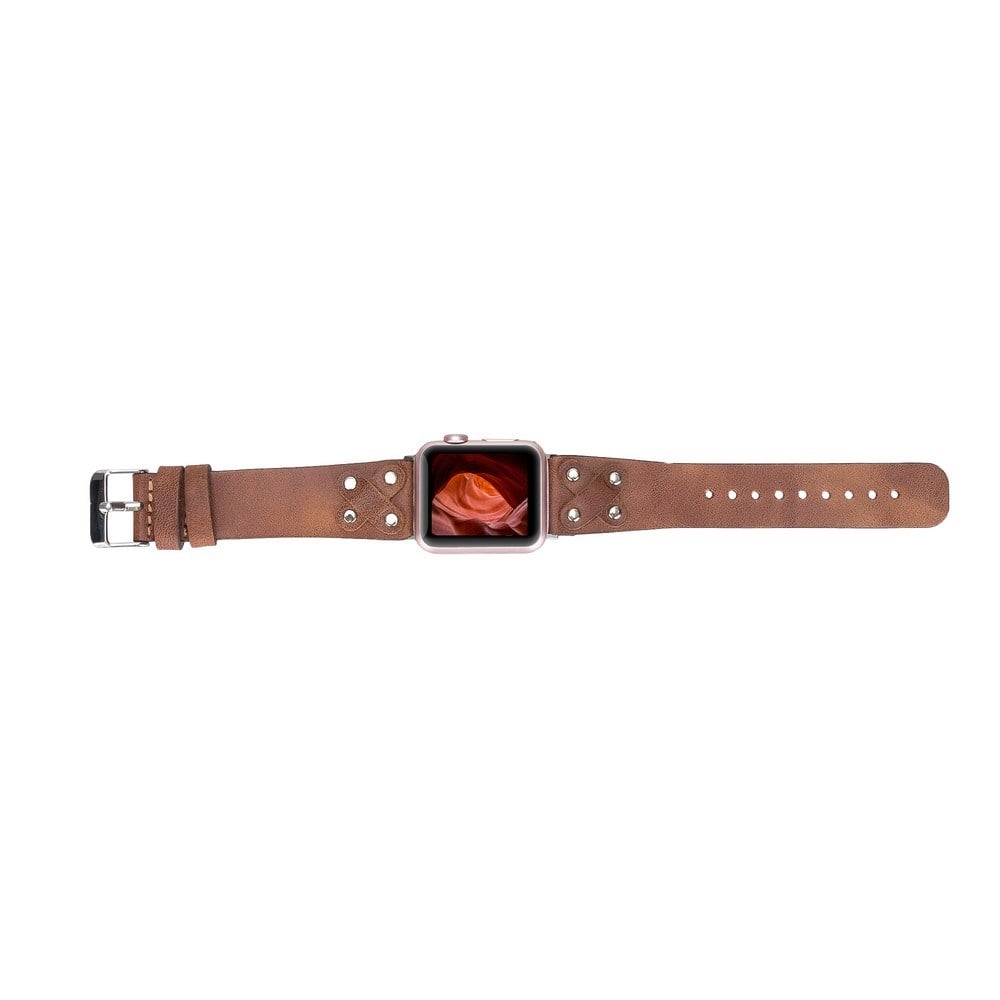Akıllı Saatler Apple Watch Uyumlu Deri Kordon Cross 42-44-45mm ST TN02 Satın Al