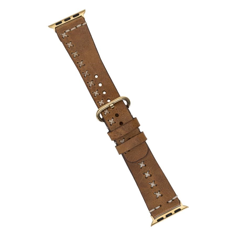 Akıllı Saatler Apple Watch Uyumlu Deri Kordon 42-44-45mm Aqua V18 Taba Satın Al