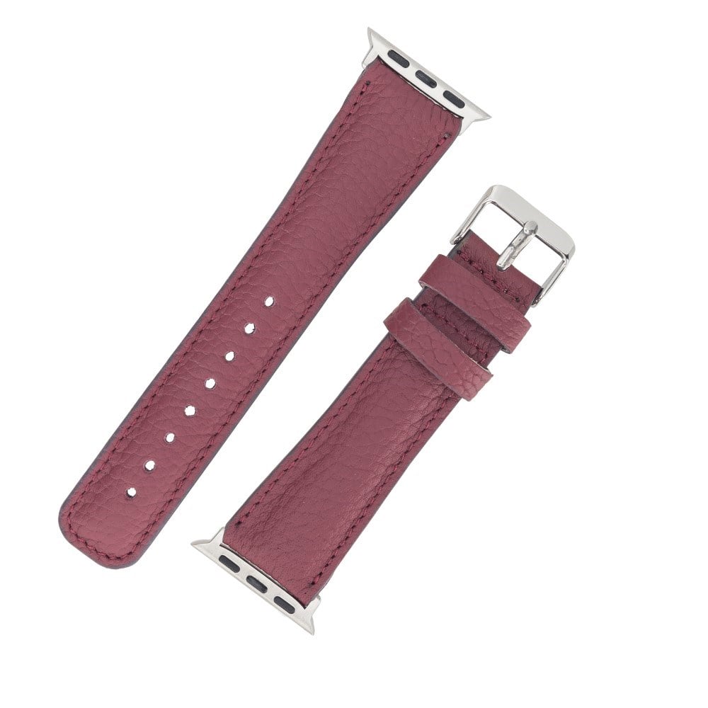 Akıllı Saatler Apple Watch Uyumlu Deri Kordon 42-44-45mm FL6 Bordo Satın Al