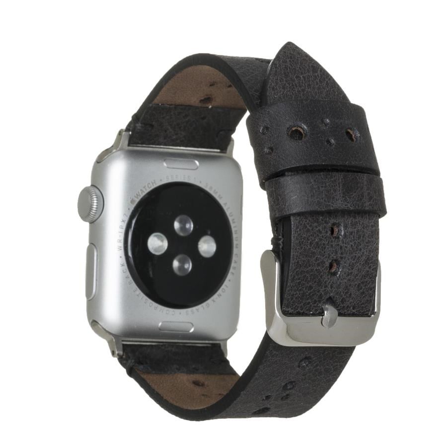 Akıllı Saatler Apple Watch Uyumlu Deri Kordon 42-44-45mm Delikli Siyah Satın Al