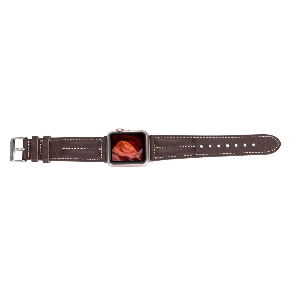 Akıllı Saatler Apple Watch Uyumlu Deri Kordon 42-44-45mm NM3-AS3 Kahve Satın Al