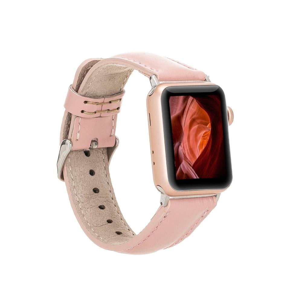 Akıllı Saatler Apple Watch Uyumlu Deri Kordon 42-44-45mm NU2 Pembe Satın Al