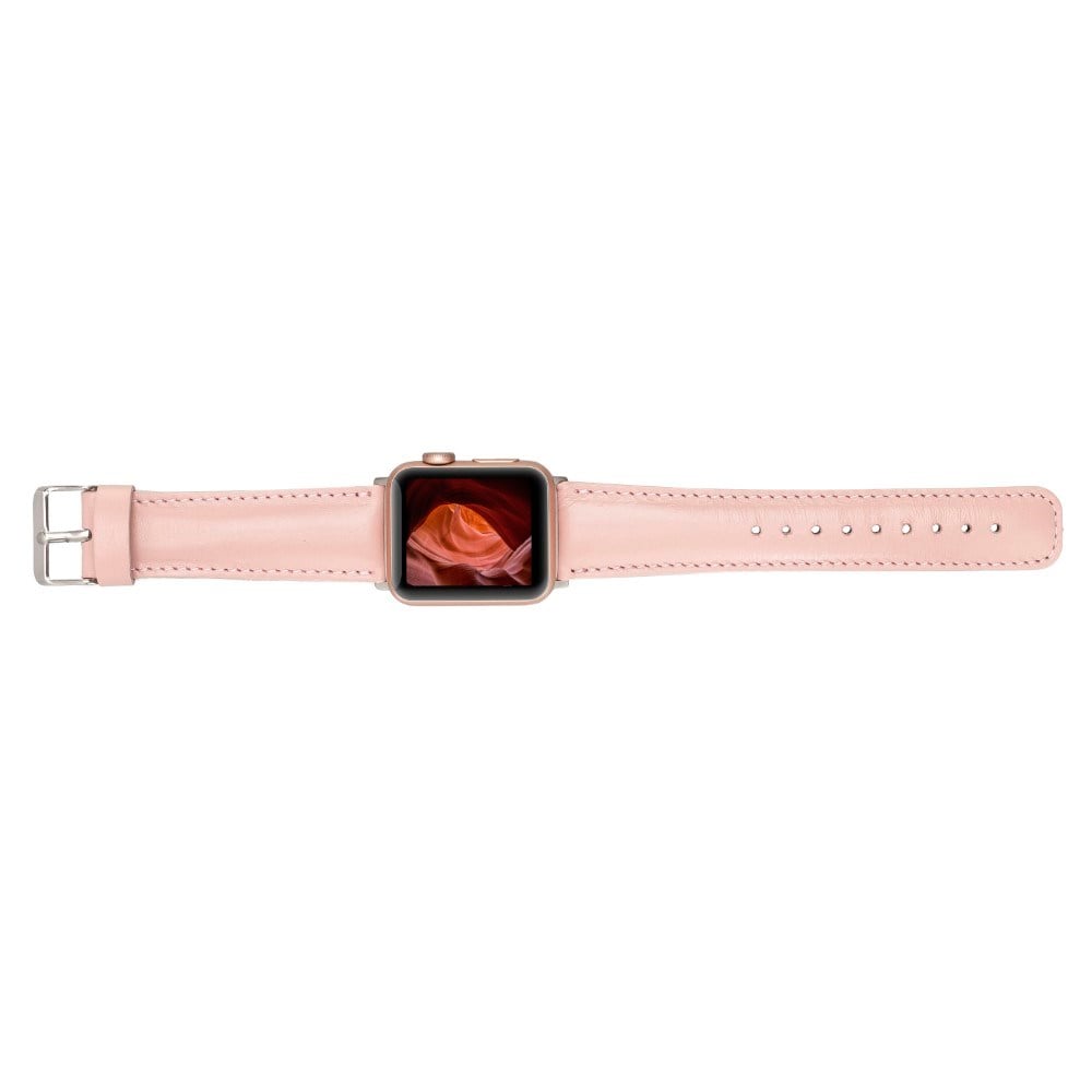 Akıllı Saatler Apple Watch Uyumlu Deri Kordon 42-44-45mm NU2 Pembe Satın Al