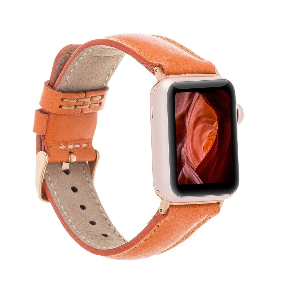 Akıllı Saatler Apple Watch Uyumlu Deri Kordon 42-44-45mm F5 Taba Satın Al