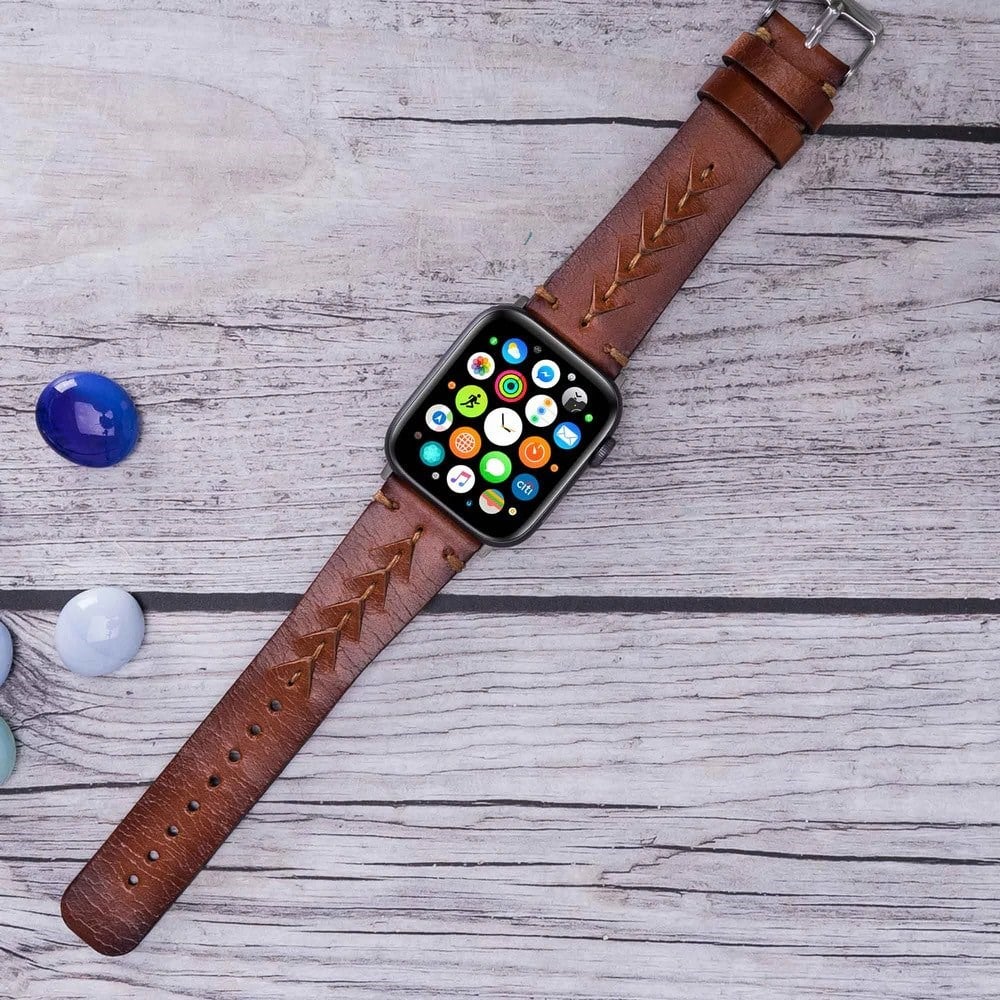 Akıllı Saatler Apple Watch Uyumlu Deri Kordon 42-44-45mm RST2EF Boras Satın Al