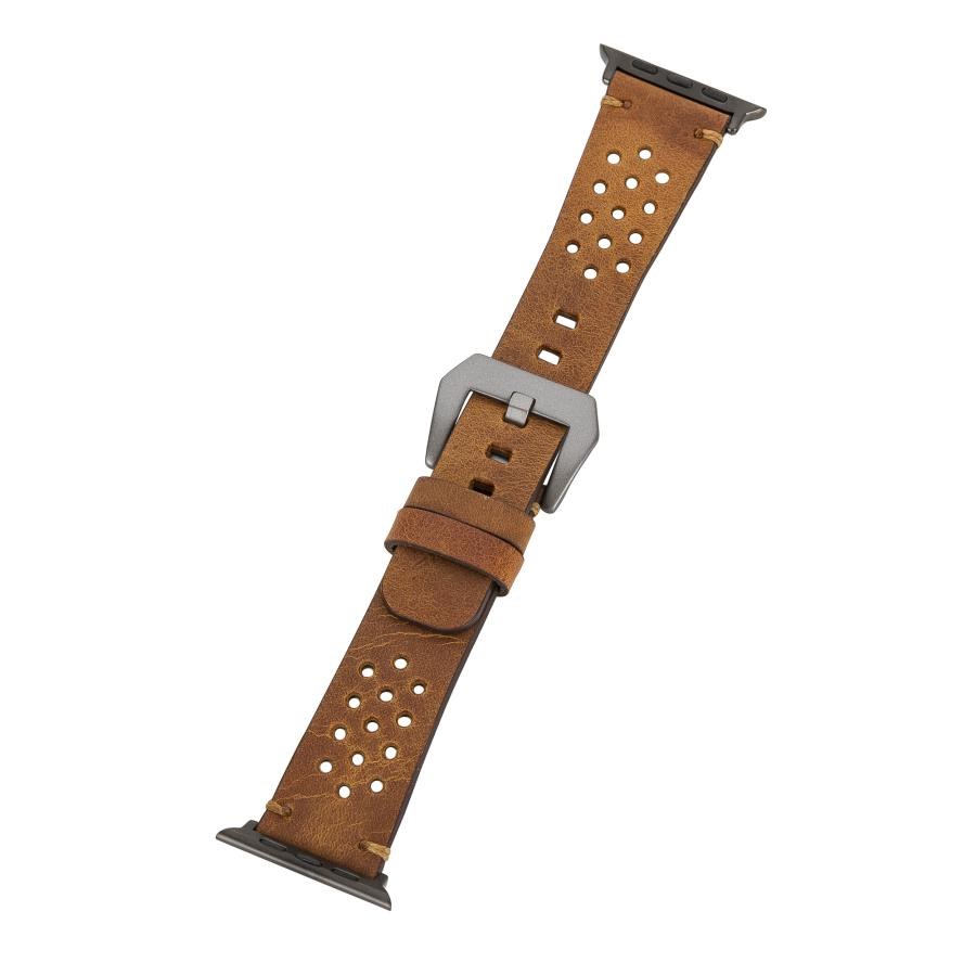 Akıllı Saatler Apple Watch Uyumlu Deri Kordon Vigo 42-44-45mm G19 Taba Satın Al
