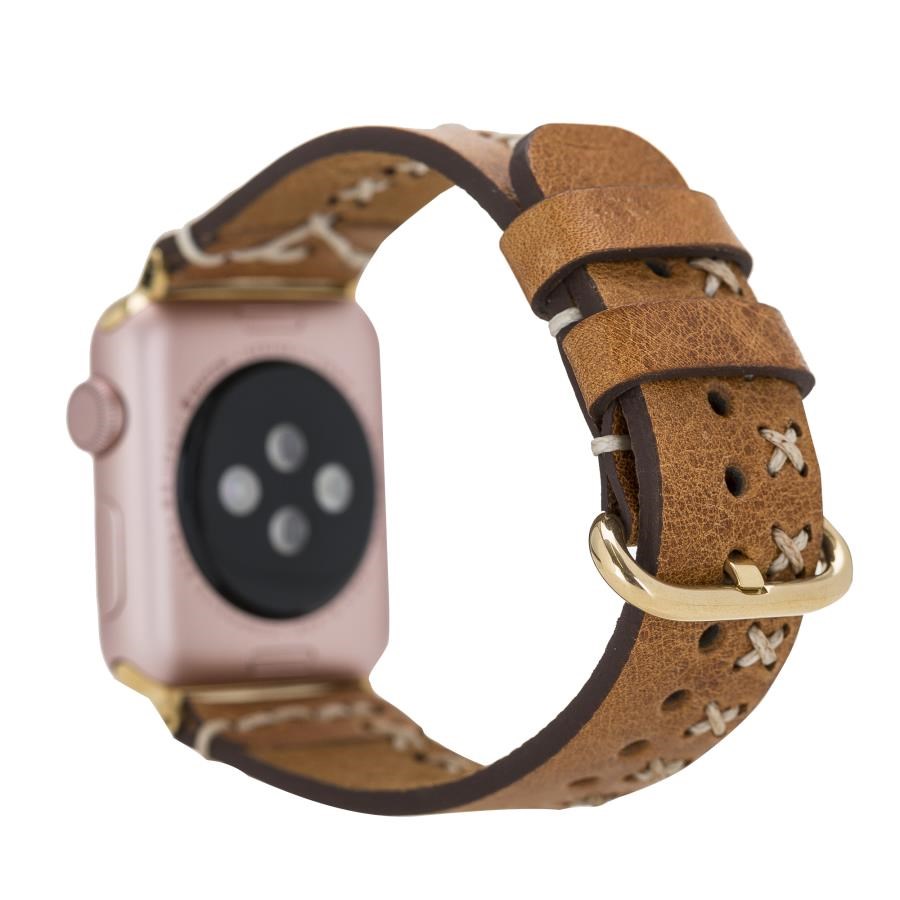 Akıllı Saatler Apple Watch Uyumlu Deri Kordon 42-44-45mm Aqua V18 Taba Satın Al