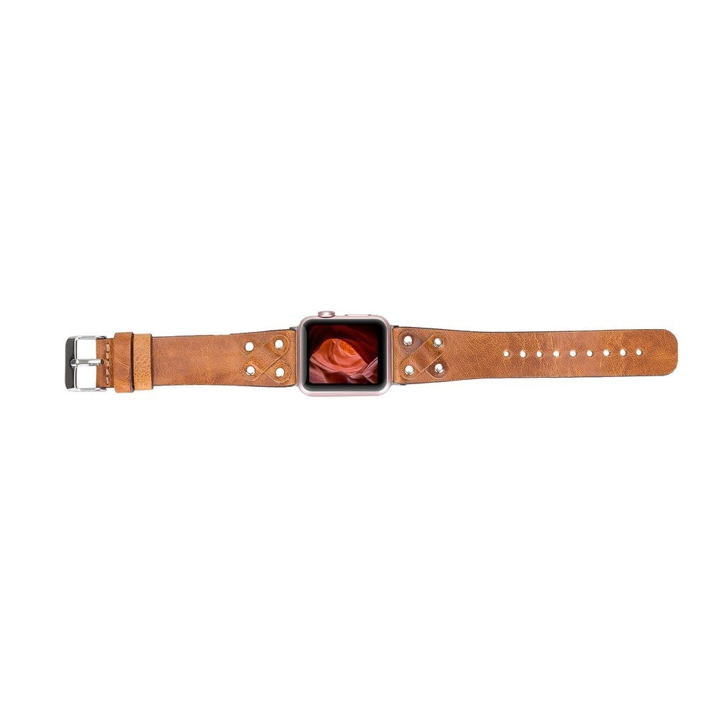 Akıllı Saatler Apple Watch Uyumlu Deri Kordon Cross 42-44-45mm ST V18 Satın Al