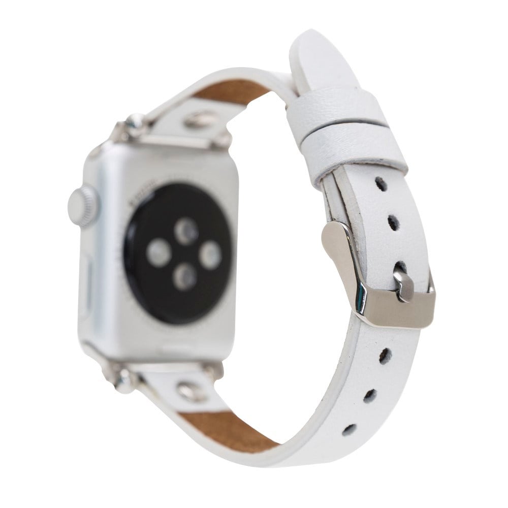 Akıllı Saatler Apple Watch Uyumlu Deri Kordon 38-40-41mm ST F3 Beyaz Satın Al
